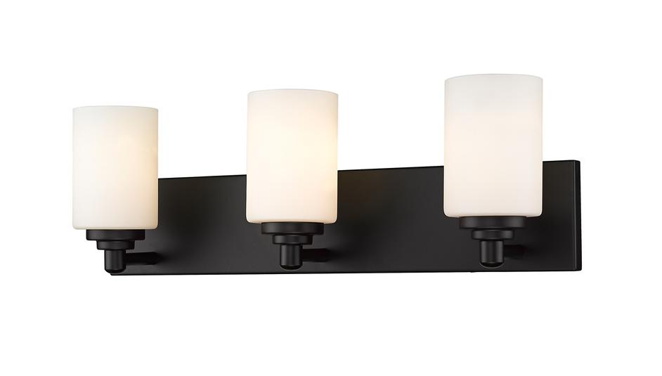 Soledad 3 Light Vanity in Matte Black Finish by Z-Lite