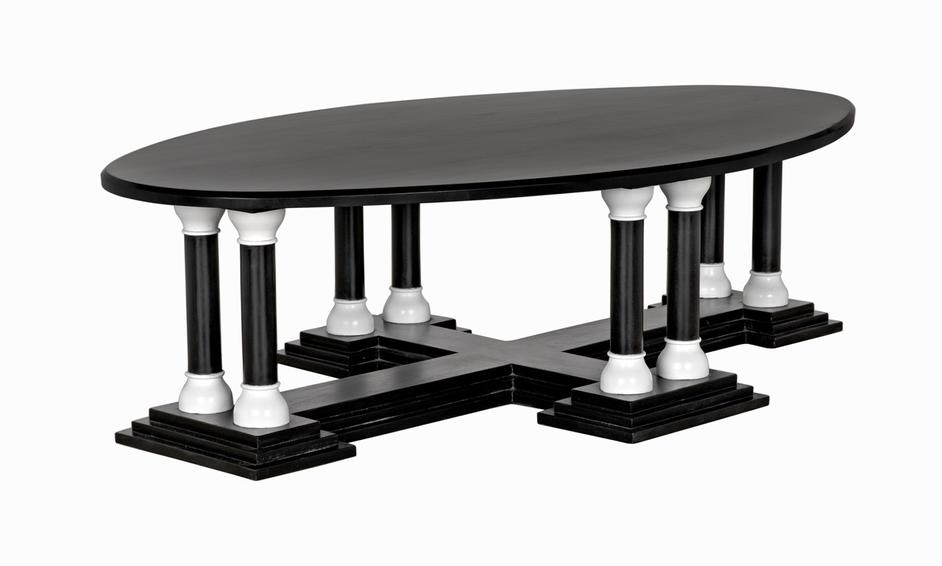 Desoto Coffee Table, Hand Rubbed Black and Solid White by Noir Furniture