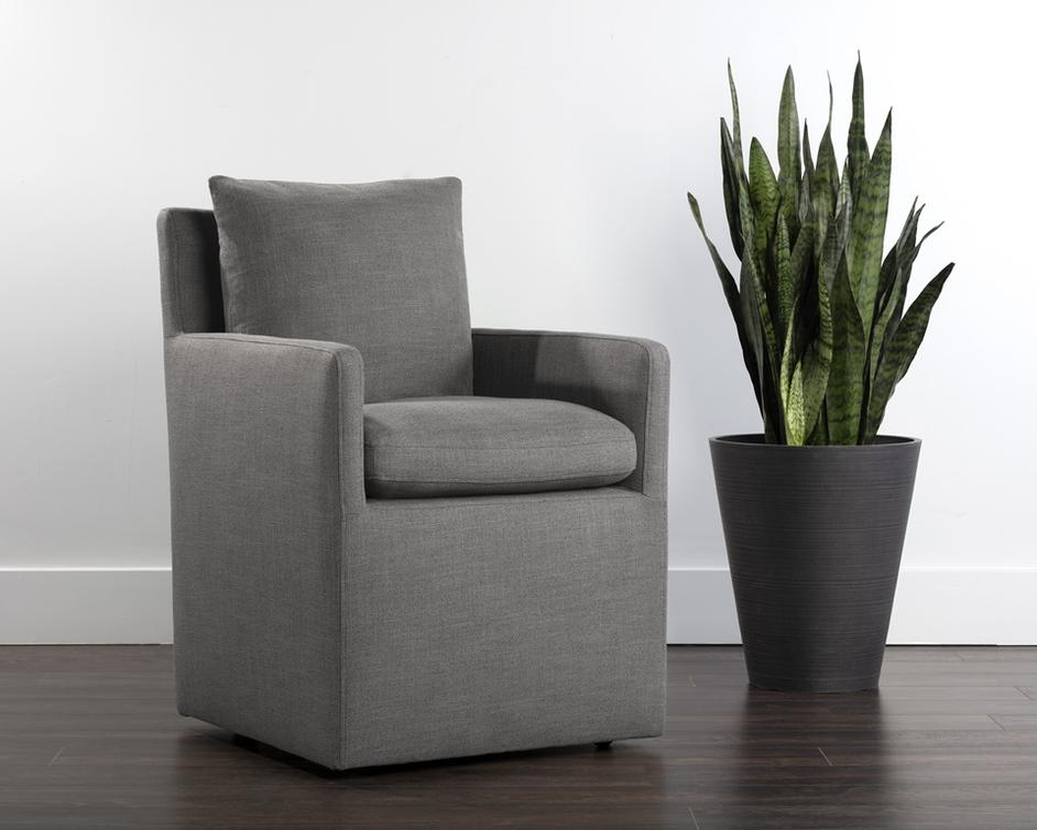 Glenrose Wheeled Dining Armchair - Effie Smoke by Sunpan