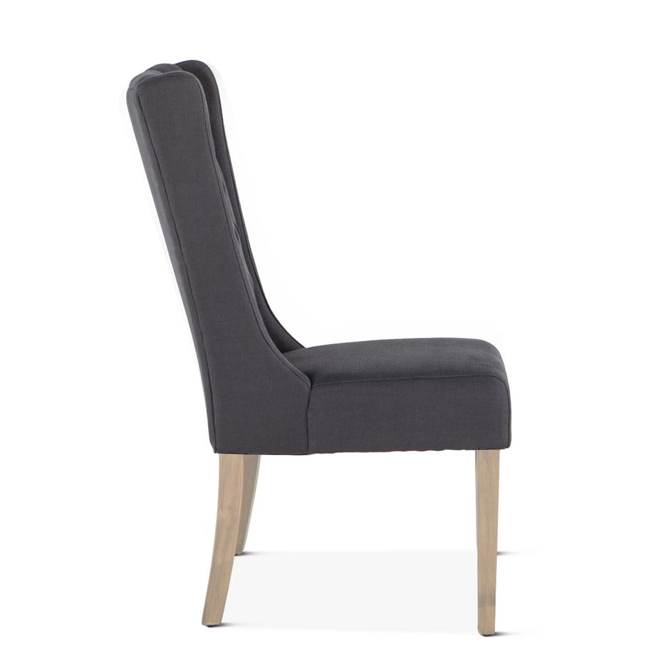 Lara Dark Gray Linen Dining Chair with Napoleon Legs by Home Trends & Design