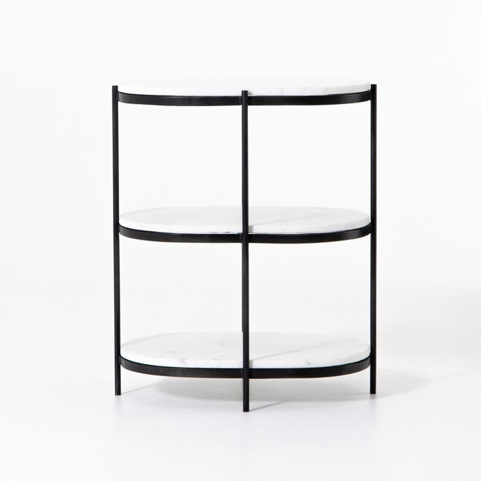 Felix Oval Nightstand-Hammered Grey With Clear Powder Coat by FOUR HANDS