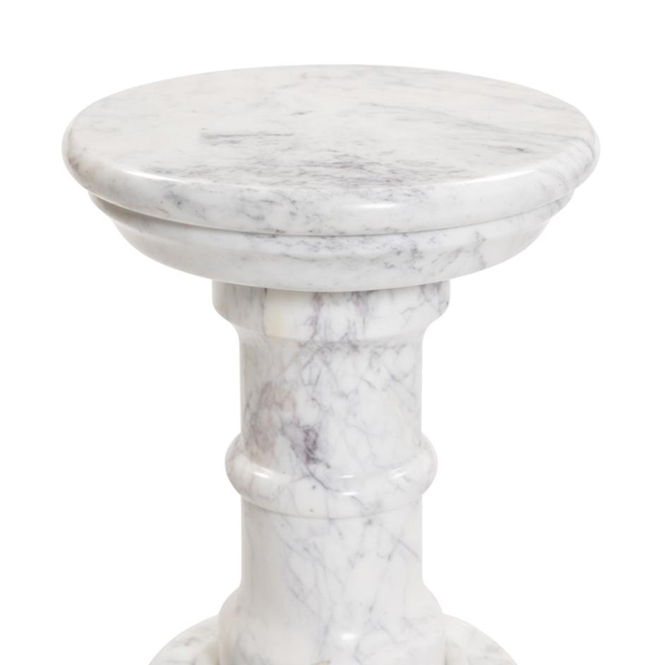 Cyprus End Table - Veined White Marble Solid by Four Hands