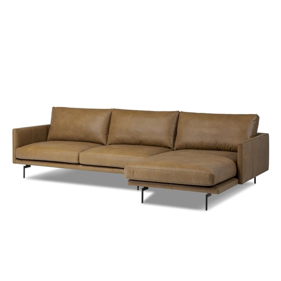 Melle 2-Piece Sectional In Lipari Camel And Ebony Steel by Four Hands