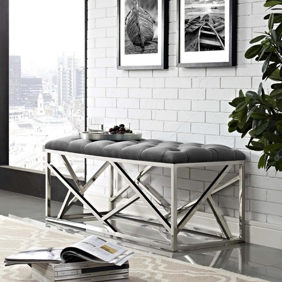 Santoli Bench In Silver Gray by Modway Furniture