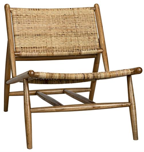 Bundy Teak Relax Chair with Rattan Weave and Satin Finish by Noir Furniture