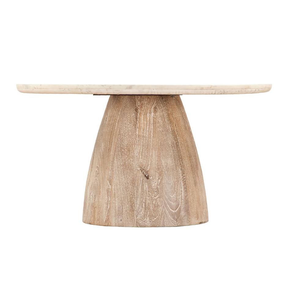 Palm Springs 36" Round Coffee White Marble, Mod Base by Home Trends & Design