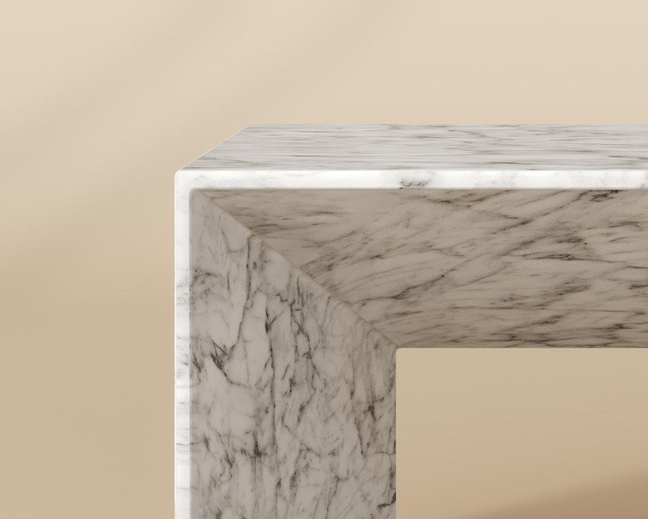 NOMAD COFFEE TABLE - MARBLE LOOK - WHITE by Sunpan