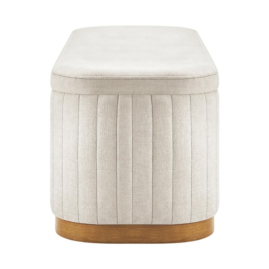 Clinton Chenille Storage Bench, Seneca Beige  by New Pacific Direct