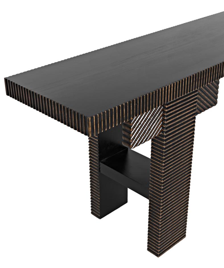 Nabu Mahogany Console in Hand-Rubbed Black with Light Brown Accents by Noir Furniture