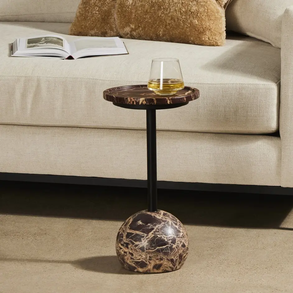 Viola Accent Table In Merlot Marble by FOUR HANDS