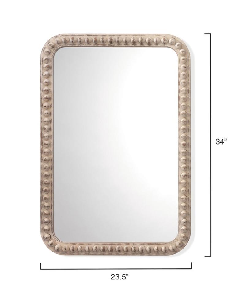 Rectangle Audrey Wall Mirror, White Washed Wood by Jamie Young