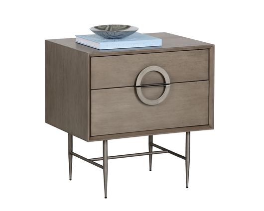 Emery Nightstand - Antique Silver - Ash Grey by Sunpan
