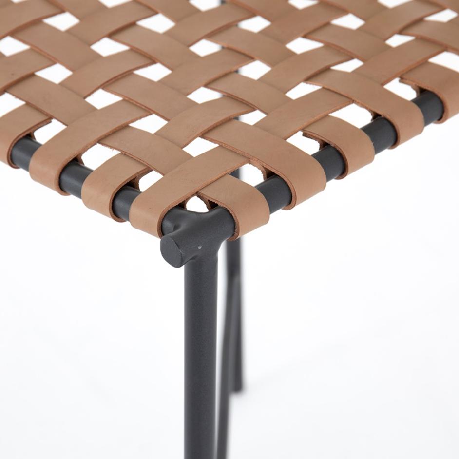 Garza Stool In Natural Leather In Counter by FOUR HANDS