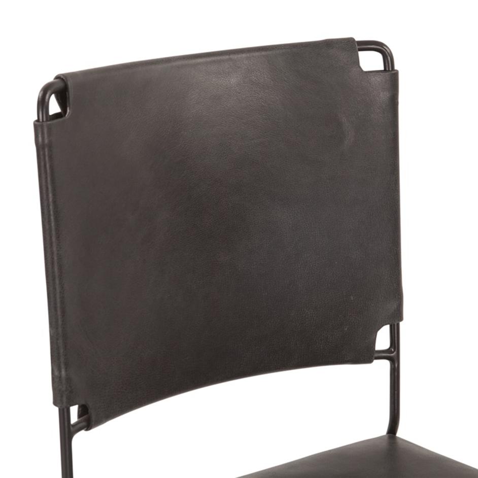 New York 17" Buffalo Leather and Iron Dining Chair, Black by Home Trends & Design