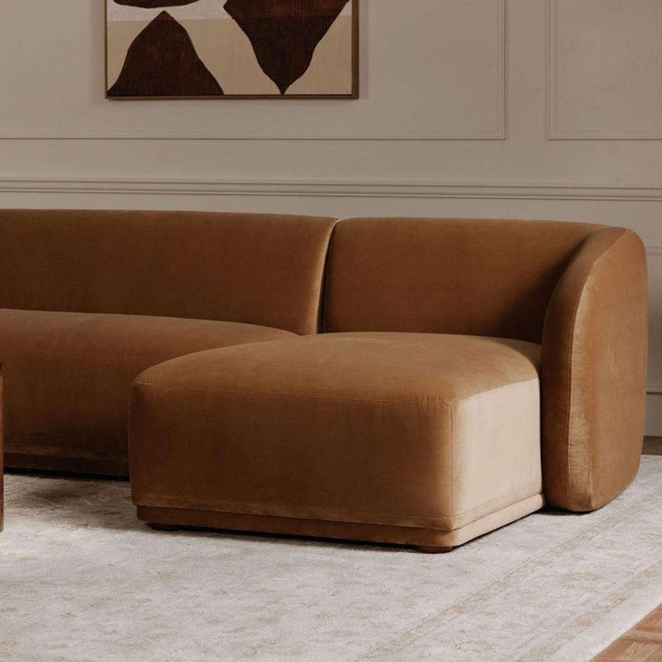 Faye Right Sectional Tan Faux Mohair by Moes Home