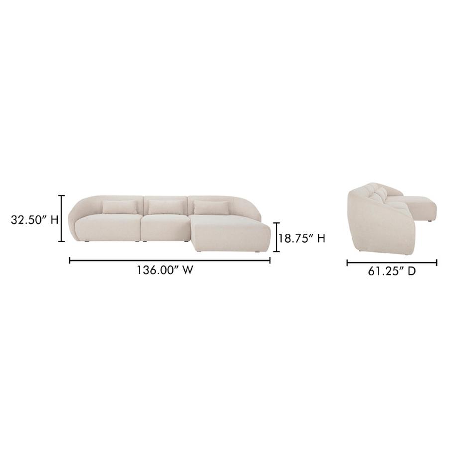Amelia Lounge Modular Right Sectional Warm White by Moes Home