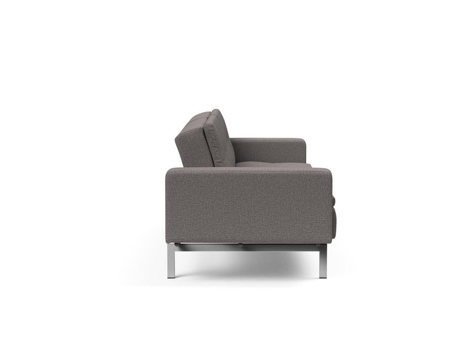 DUBLEXO SLEEPER SOFA W/ARMS in MIXED DANCE GREY FABRIC WITH Stainless Steel LEGS 521 by INNOVATION USA