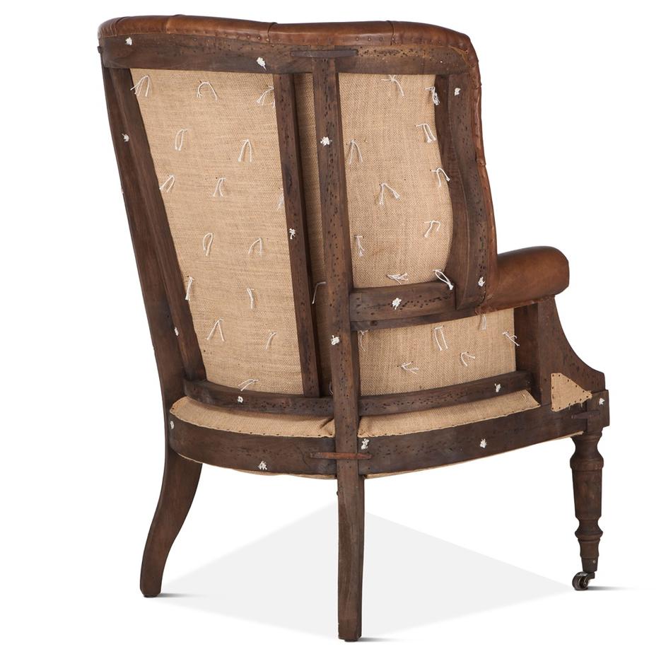 Welsh Deconstructed Armchair with Vintage Cigar Leather and Solid Wood Legs by Home Trends & Design