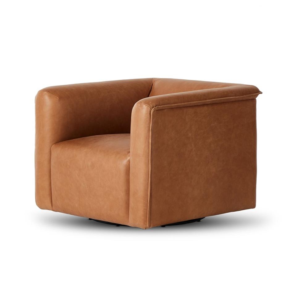 Wellborn Swivel Chair In Palermo Cognac by FOUR HANDS