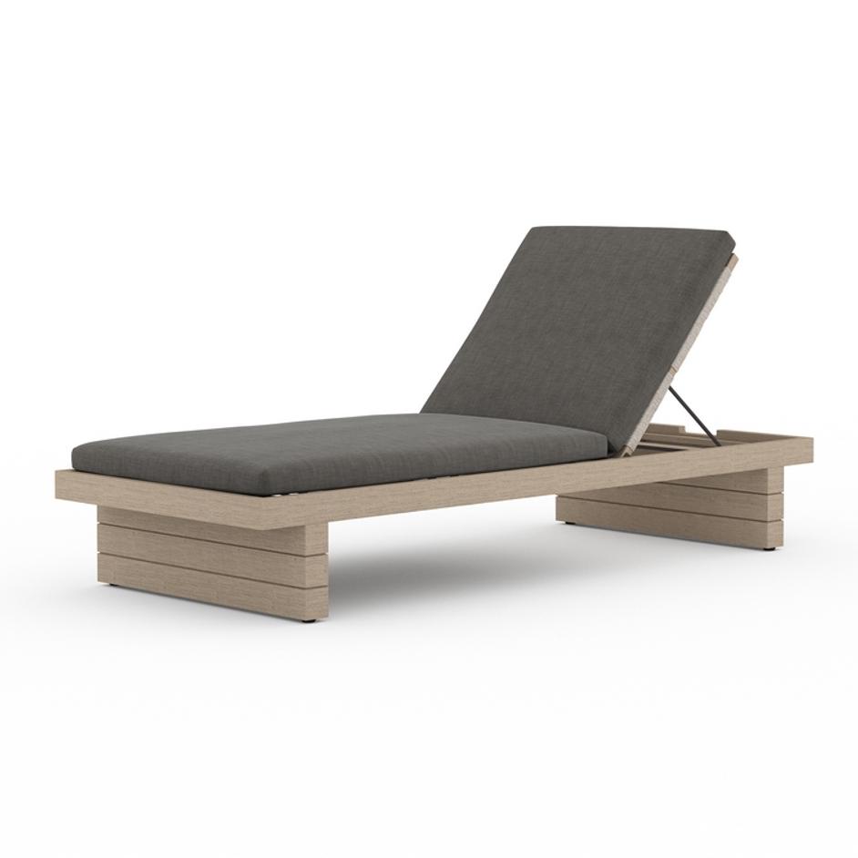 Leroy Outdoor Chaise in Brown and Charcoal by FOUR HANDS