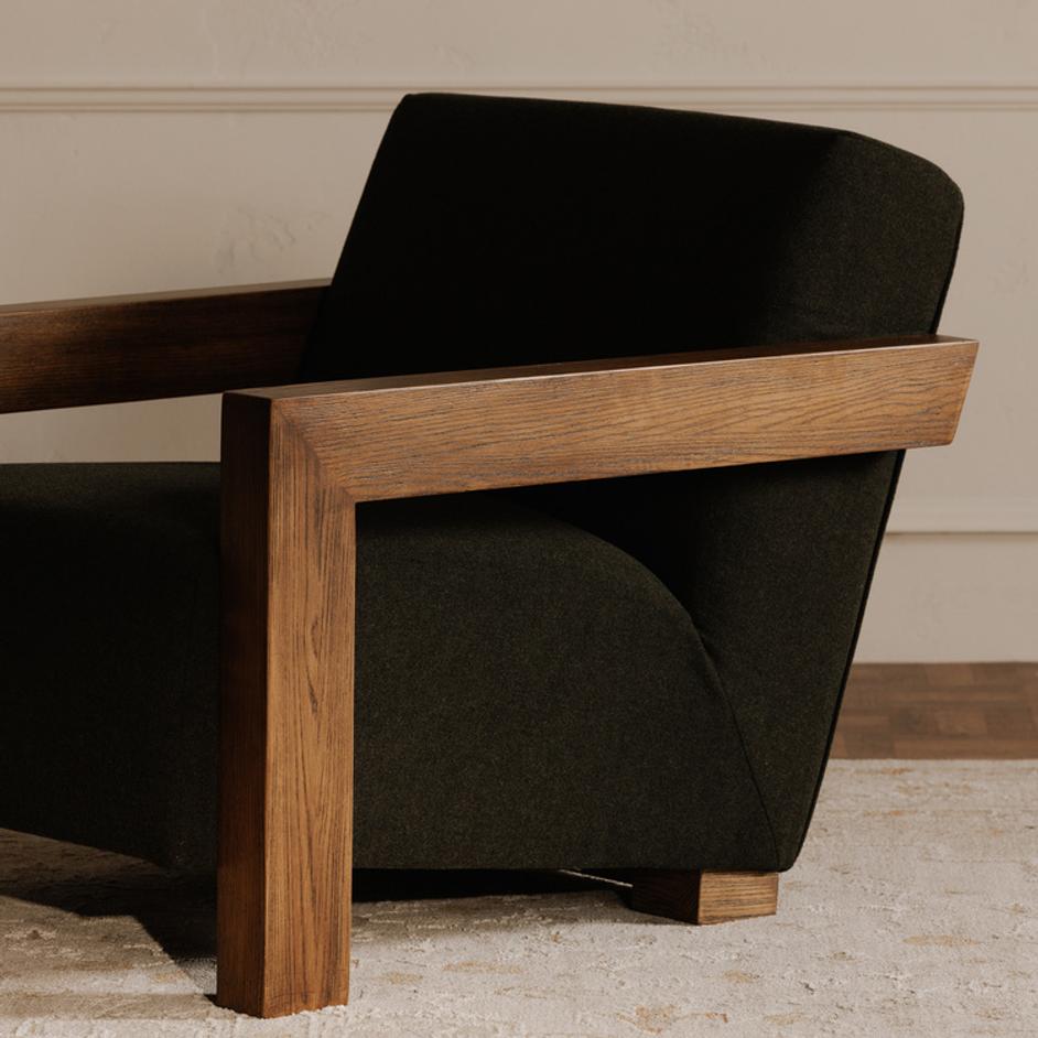 Garnet Lounge Chair Olive Wool Blend by Moes Home