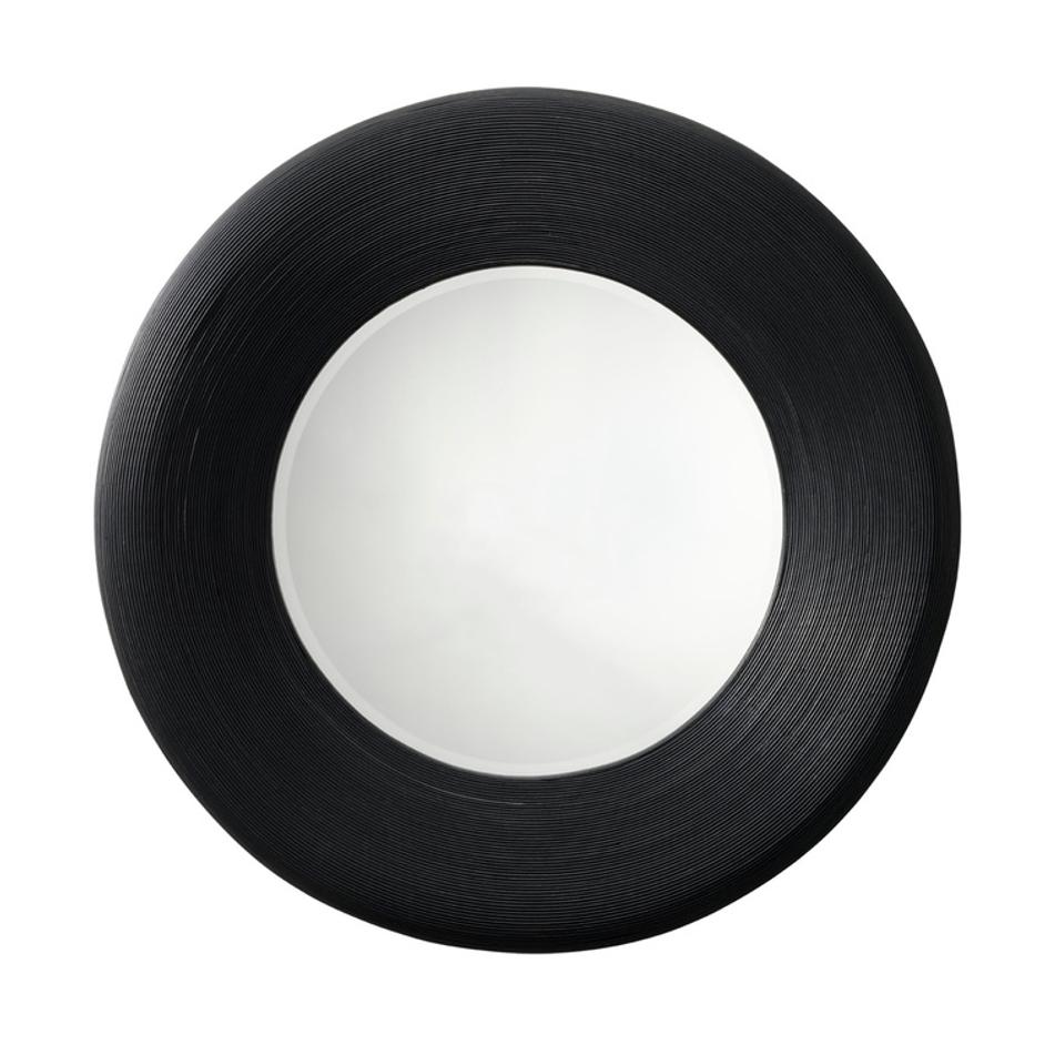 Paddock Bamboo Round Wall Mirror, Black by Jamie Young