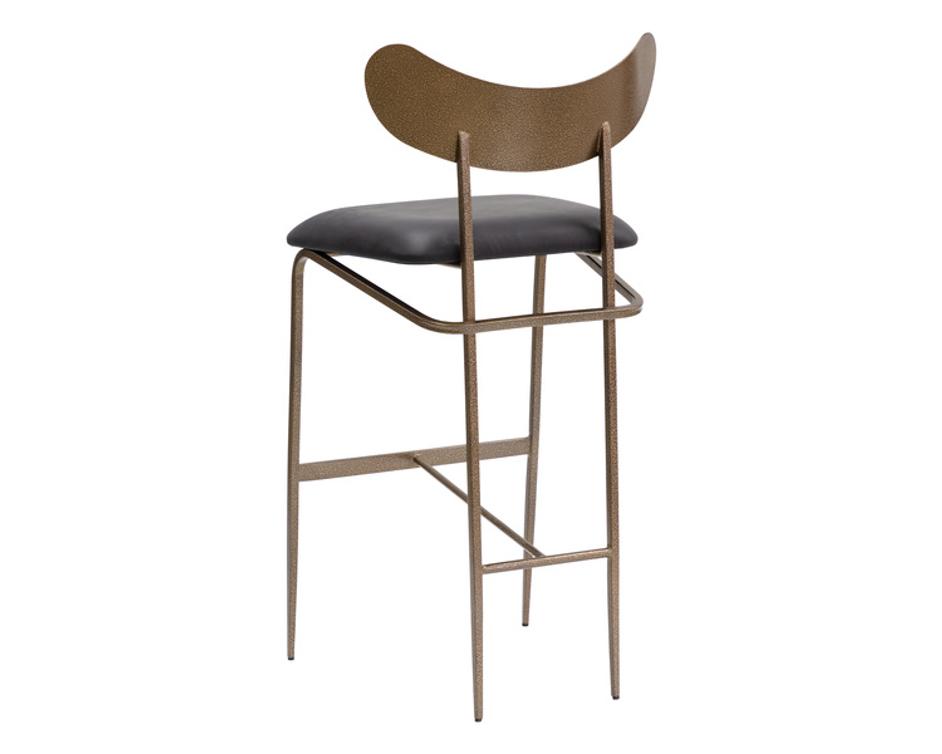 GIBBONS BARSTOOL - ANTIQUE BRASS - CHARCOAL BLACK LEATHER by Sunpan