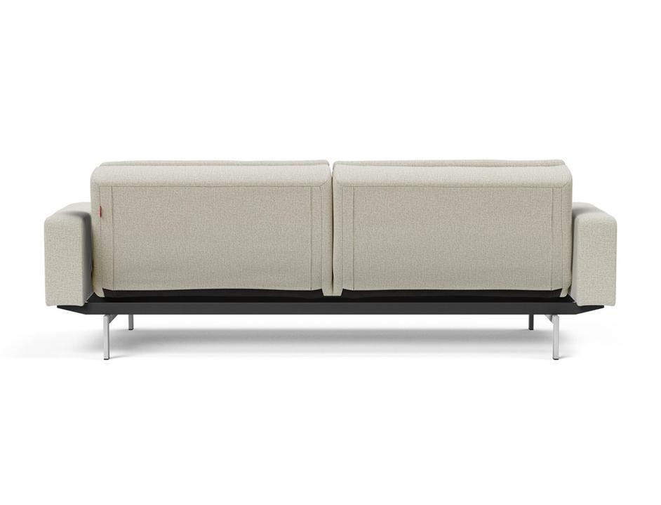 DUBLEXO SLEEPER SOFA W/ARMS in MIXED DANCE NATURAL FABRIC WITH Stainless Steel LEGS 527 by INNOVATION USA