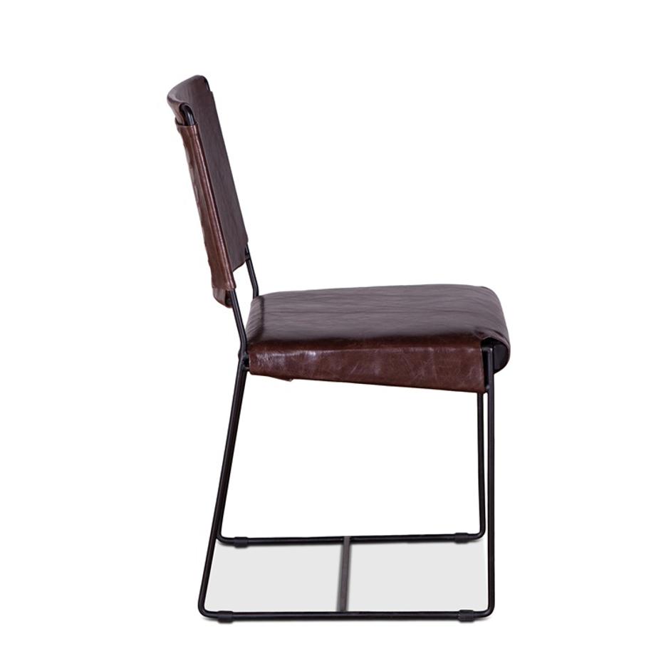 New York Iron and Chocolate Leather Dining Chair by Home Trends & Design