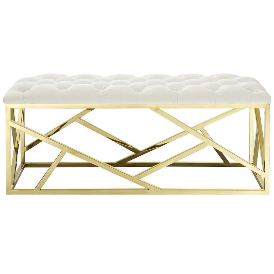 Santoli Bench In Gold Ivory by Modway Furniture
