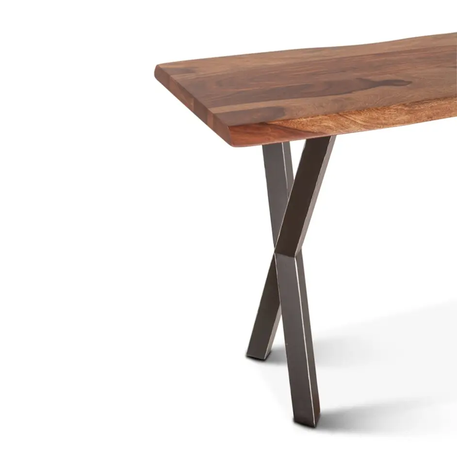 Brisbane 58" Sheesham Wood and Iron Console Table, Natural by Home Trends & Design