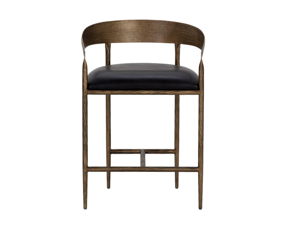 ZANATTA COUNTER STOOL - CHARCOAL BLACK LEATHER by Sunpan
