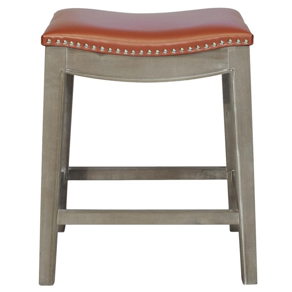 Elmo KD Bonded Leather Counter Stool Mystique Gray Frame, Pumpkin by New Pacific Direct