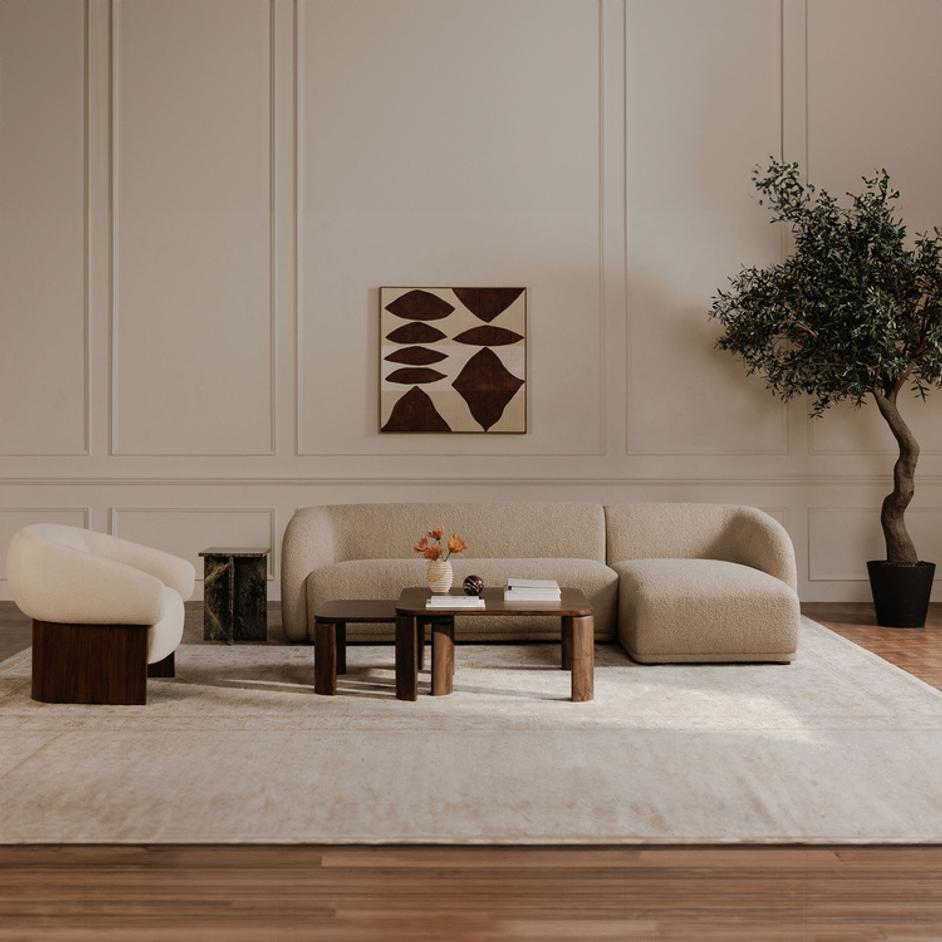 Faye Left Sectional Beige Boucle by Moes Home