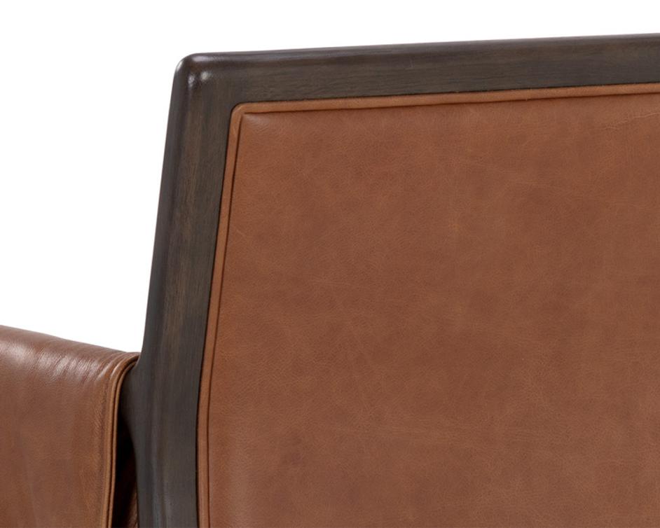 MAUTI DINING ARMCHAIR - BROWN - SHALIMAR TOBACCO LEATHER by Sunpan