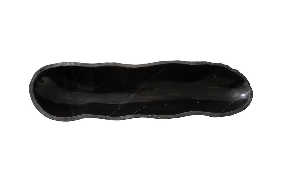 Aragonite Canoe Bowl, Black, Medium by PHILLIPS COLLECTION