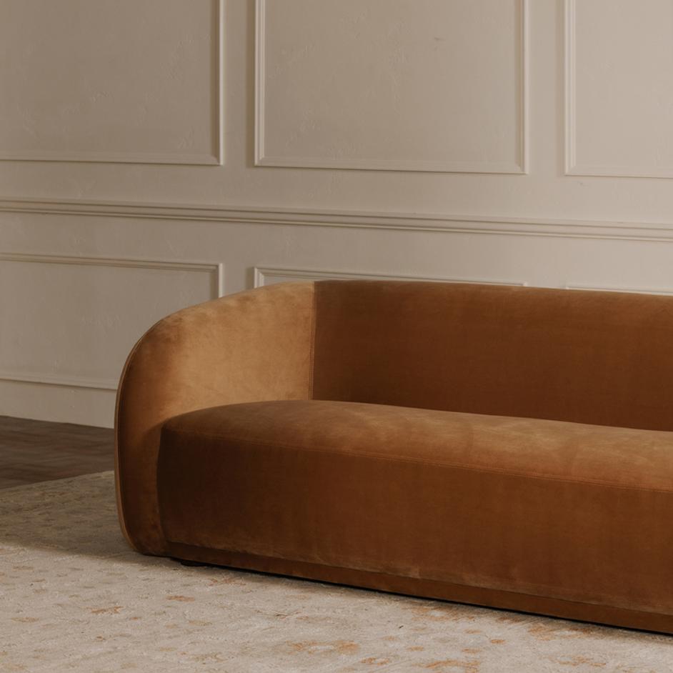 Faye Sofa Tan Faux Mohair by Moes Home