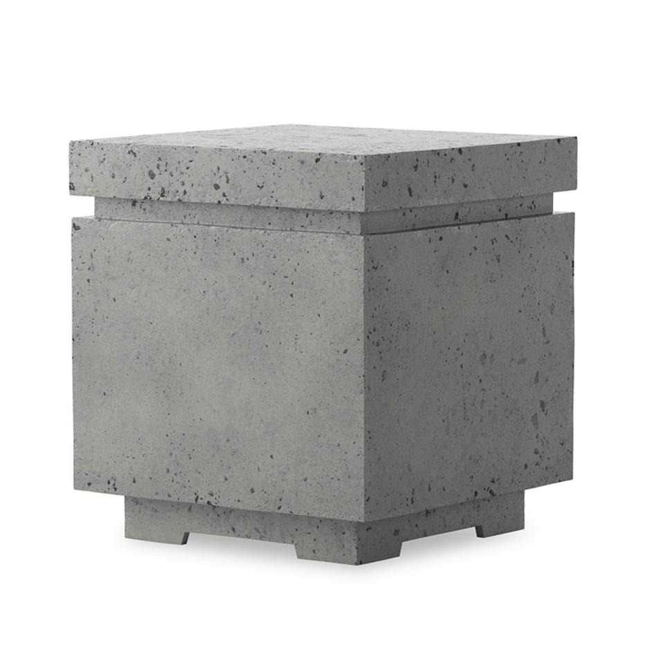 Posen Outdoor Square Propane Enclosure In Pewter Concrete by Four Hands