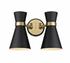 Soriano 2 Light Wall Sconce in Matte Black + Heritage Brass Finish by Z-Lite