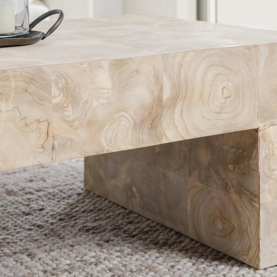 Anders Teak Wood 51" Coffee Table Cream Wash by Classic Home