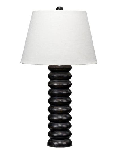 Abacus Mango Wood Table Lamp with Linen Shade by Jamie Young