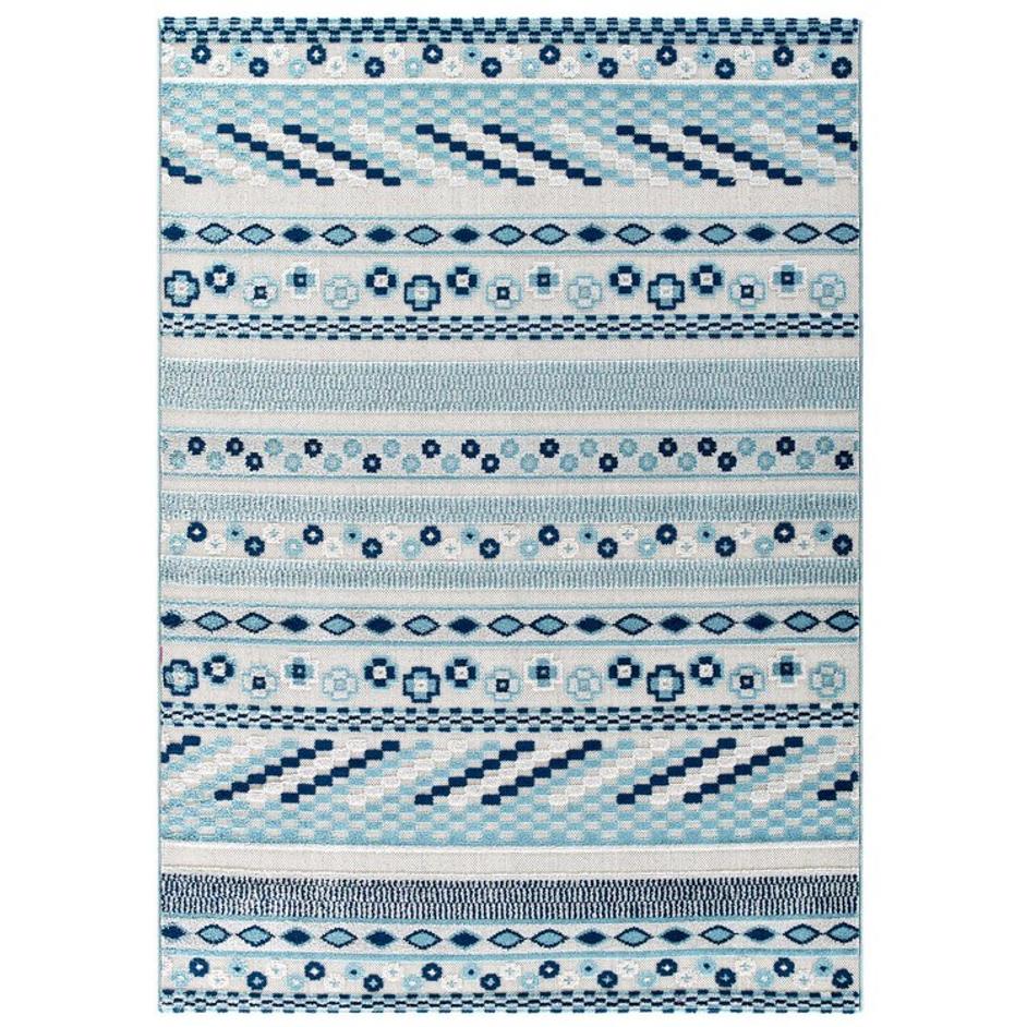 Burket Cadhla Vintage Abstract Geometric Lattice 8X10 Indoor And Outdoor Area Rug In Ivory And Blue by Modway Furniture