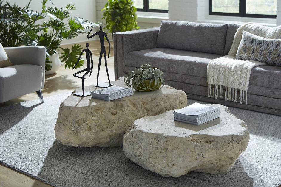 Cast Boulder Coffee Table Roman Stone, Large by PHILLIPS COLLECTION