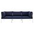 Concord Sunbrella® Basket Weave Outdoor Patio Aluminum Sofa In Taupe Navy by Modway Furniture