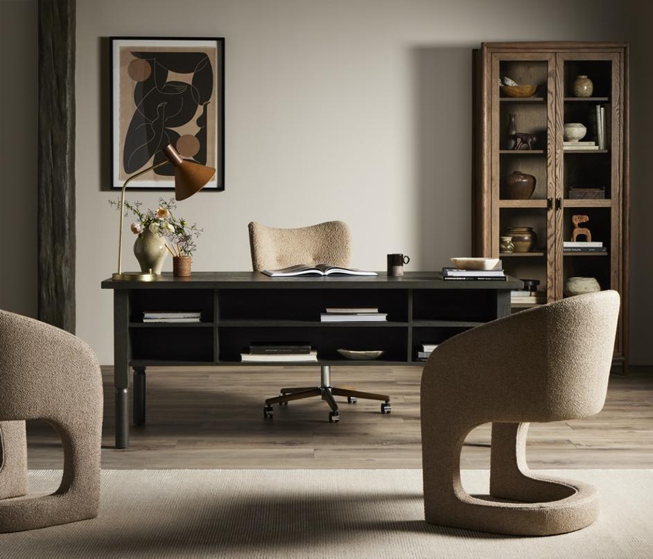 Reynold Dining Armchair In Heron Sand by FOUR HANDS