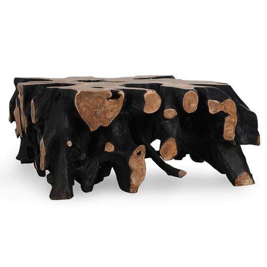 Cypress Root 40" Square Coffee Table Black/Natural by Classic Home