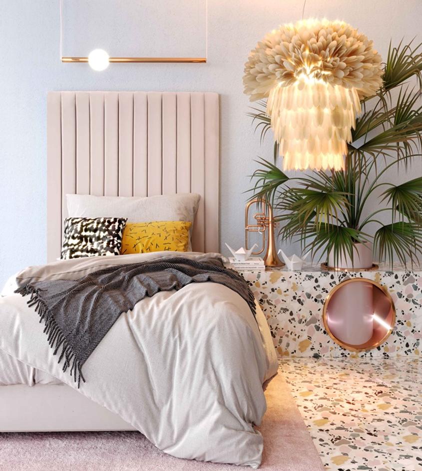 Arabelle Blush Velvet Bed in Twin by tov furniture