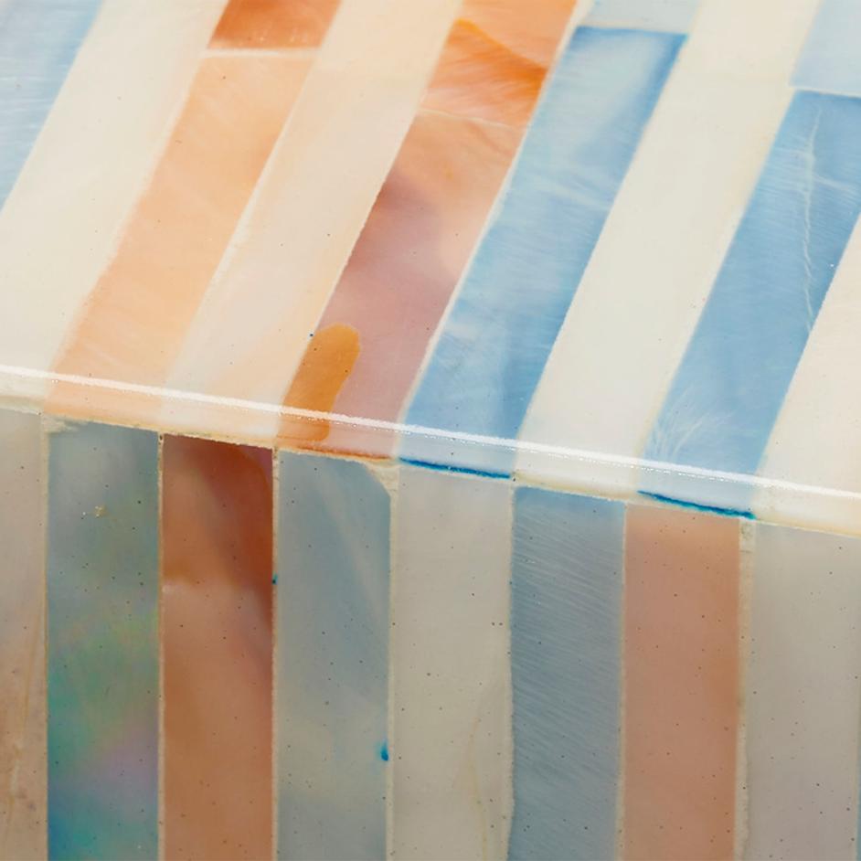 Roosevelt Blue Mother of Pearl Decorative Box, Large  by Jamie Young