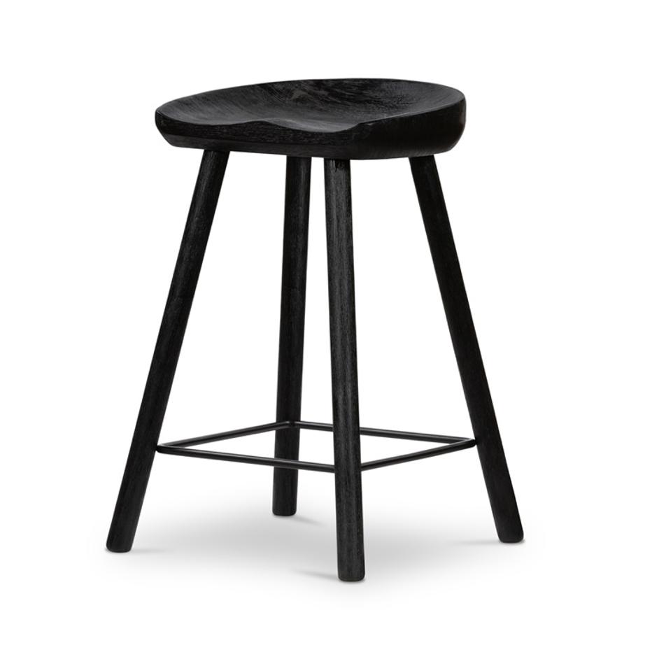 Barrett Stool In Matte Black Parawd In Counter by FOUR HANDS