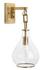 Tear Drop Hanging Wall Sconce, Clear Glass and Antique Brass by Jamie Young